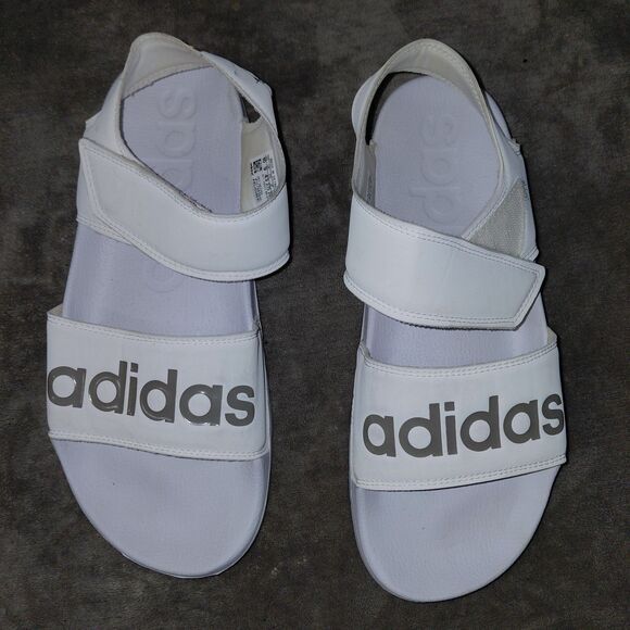 Adidas Adilette Strappy Sandal Womens Size 10 White Champagne Adjustable Slide - Picture 2 of 14